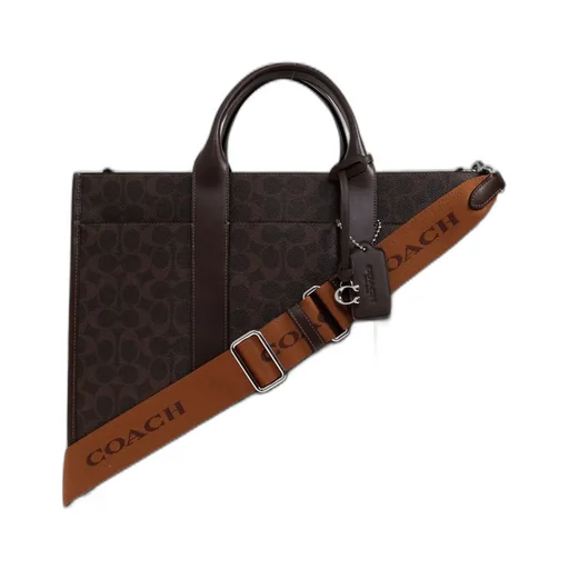 Coach Logo Printed Zipped Document Bag