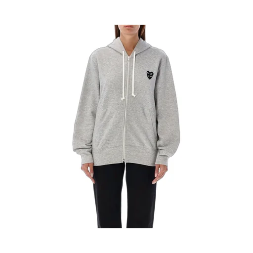 Comme Des GarÇOns Play Double Heart Patch Zipped Hoodie