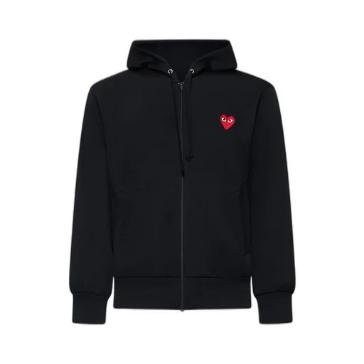 Comme Des GarÇOns Play Heart Logo Patch Zip-Up Hoodie