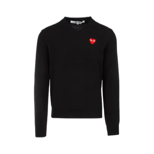 Comme Des GarÇOns Play Heart Logo Embroidereed V-Neck Jumper