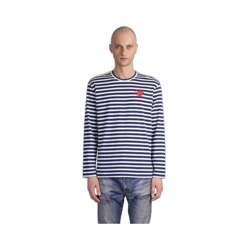 Comme Des GarÇOns Play Heart Embellished Striped T-Shirt