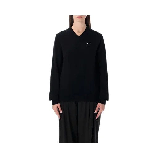 Comme Des GarÇOns Play Logo Detailed V-Neck Sweater