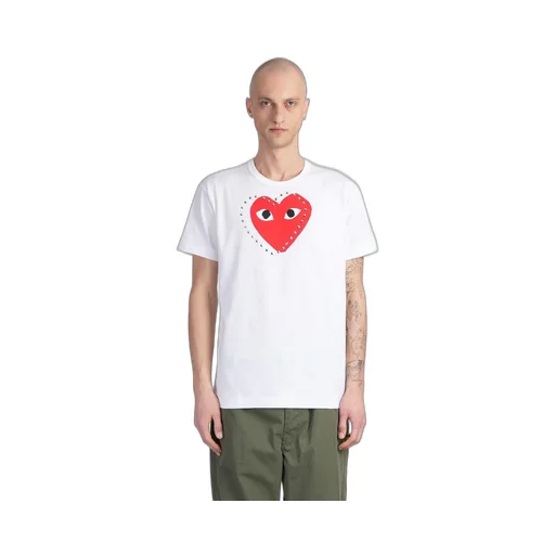 Comme Des GarÇOns Play Heart Printed Studded T-Shirt