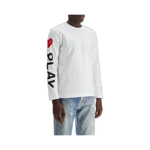 Comme Des GarÇOns Play Logo Printed Long Sleeved T-Shirt