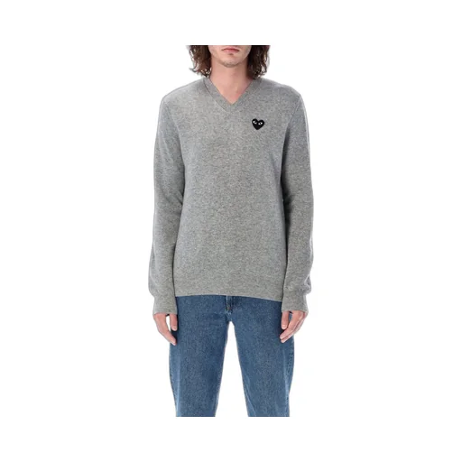 Comme Des GarÇOns Play Heart Patch V-Neck Jumper