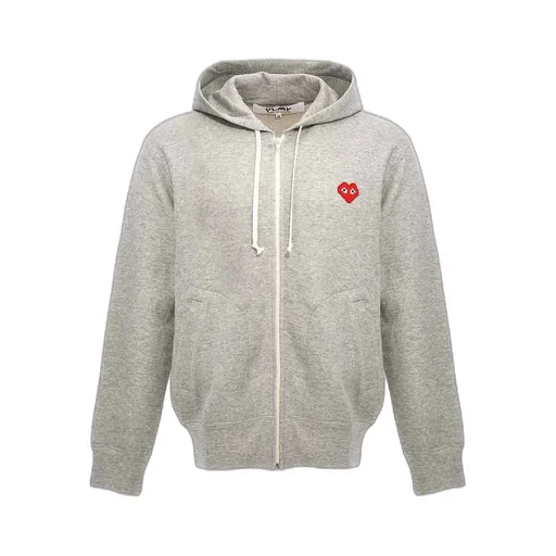Comme Des GarÇOns Play X Invader Heart Logo Embroidered Zip-Up Hoodie