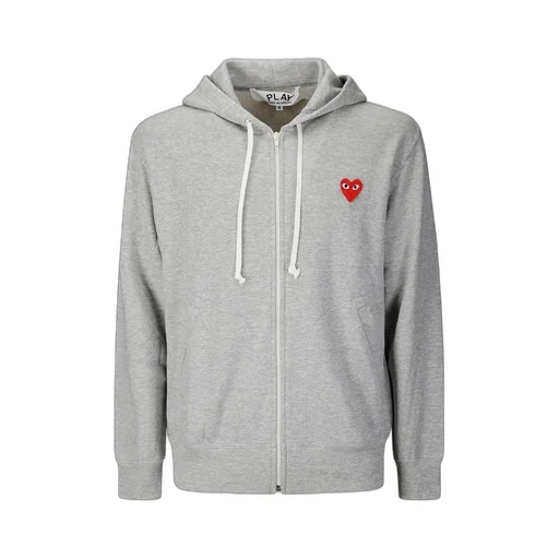 Comme Des GarÇOns Play Heart Logo Patch Zip-Up Hoodie