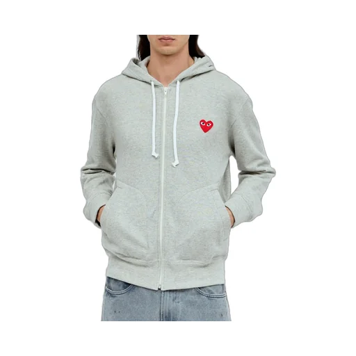 Comme Des GarÇOns Play Heart Logo Patch Zip-Up Hoodie