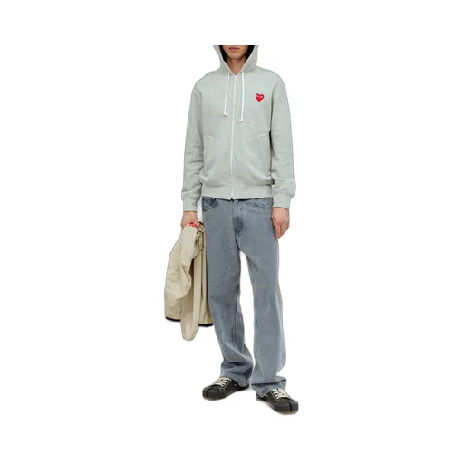 Comme Des GarÇOns Play Heart Logo Patch Zip-Up Hoodie