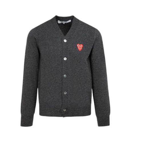 Comme Des GarÇOns Play Double Heart Logo Embroidered Buttoned Cardigan