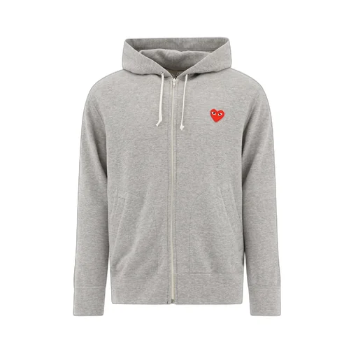 Comme Des GarÇOns Play Heart Logo Patch Zipped Hoodie