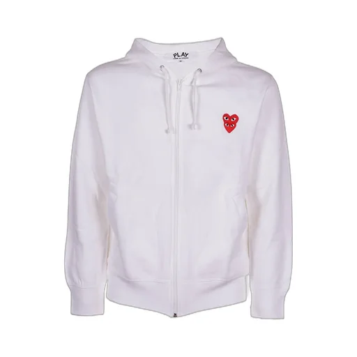 Comme Des GarÇOns Play Overlapping Heart Embroidered Zip-Up Hoodie