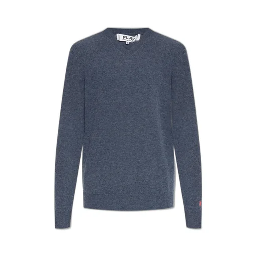 Comme Des GarÇOns Play Heart Patch V-Neck Jumper