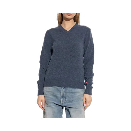 Comme Des GarÇOns Play Heart Patch V-Neck Jumper