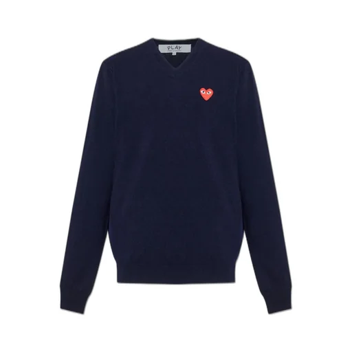 Comme Des GarÇOns Play Heart Embroidered V-Neck Jumper