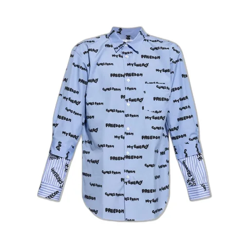 Comme Des GarÇOns Shirt All-Over Printed Curved Hem Shirt