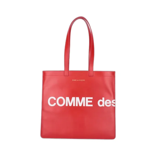 Comme Des GarÇOns Wallet Huge Logo Printed Tote Bag