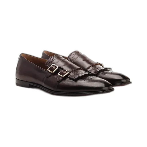 Corvari Double-Buckle Fringed Loafers