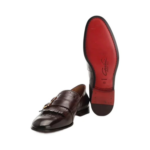 Corvari Double-Buckle Fringed Loafers