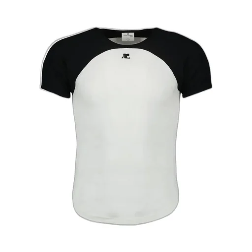 CourrÈGes Circle Contrast Raglan-Sleeve Crewneck T-Shirt
