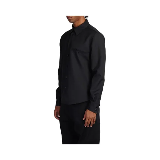 CourrÈGes One Pocket Curved Hem Twill Shirt
