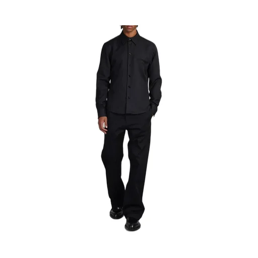 CourrÈGes One Pocket Curved Hem Twill Shirt