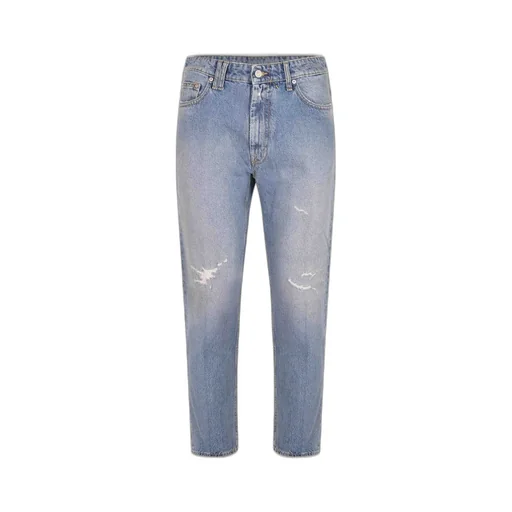Cycle Distressed Straight-Leg Jeans
