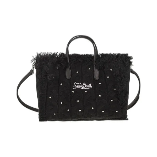 Mc2 Saint Barth Colette Embellished Fringed Braided Tote Bag