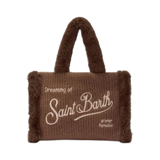 Mc2 Saint Barth Colette Shearling Ribbed Handbag
