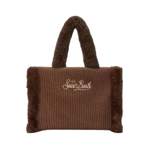 Mc2 Saint Barth Colette Shearling Ribbed Handbag