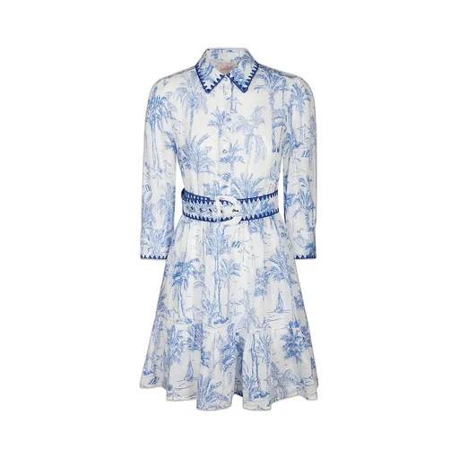 Mc2 Saint Barth All-Over Printed Belted Dress