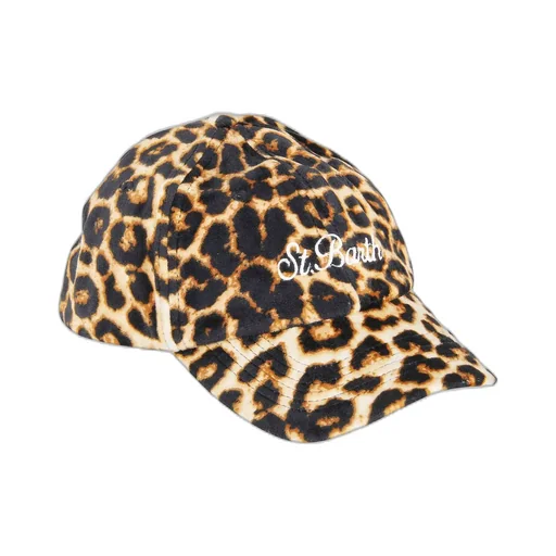 Mc2 Saint Barth Leopard-Print Velvet Baseball Cap