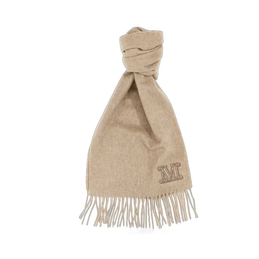 Max Mara Wsdalia Logo Embroidered Fringed Scarf