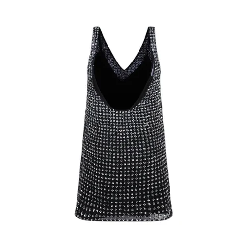 Max Mara Pianoforte All-Over Embellished V-Neck Dress