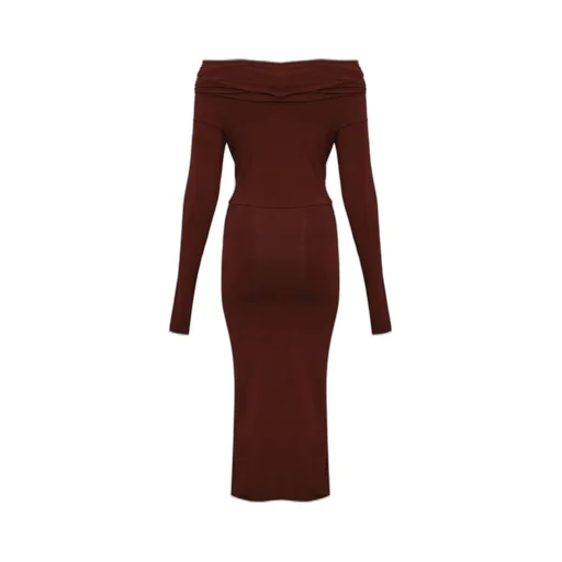 Max Mara Studio Draped Off-Shoulder Midi Dress