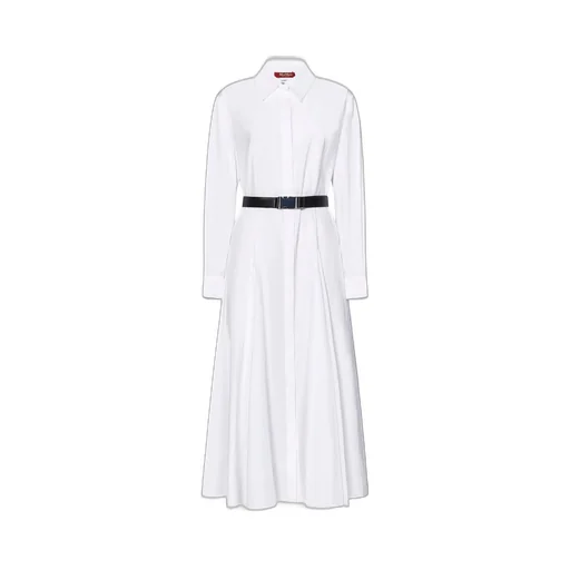 Max Mara Studio Belted Long-Sleeved Chemise Dress