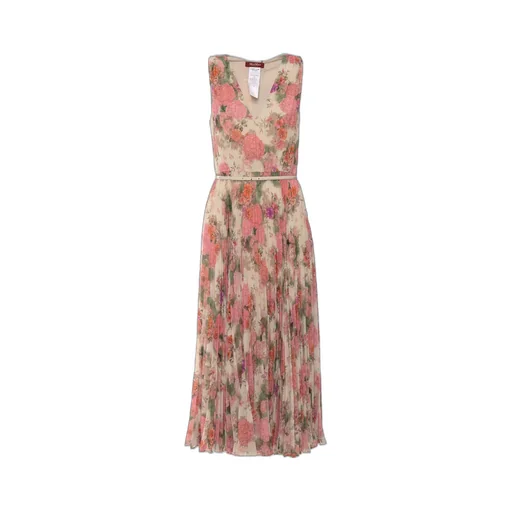 Max Mara Studio Belted Waist Printed Emery Dress