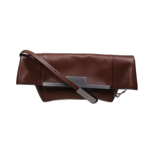 Max Mara Logo Engraved Foldover Top Clutch Bag