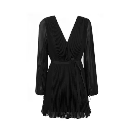 Max Mara Visita V-Neck Pleated Mini Dress