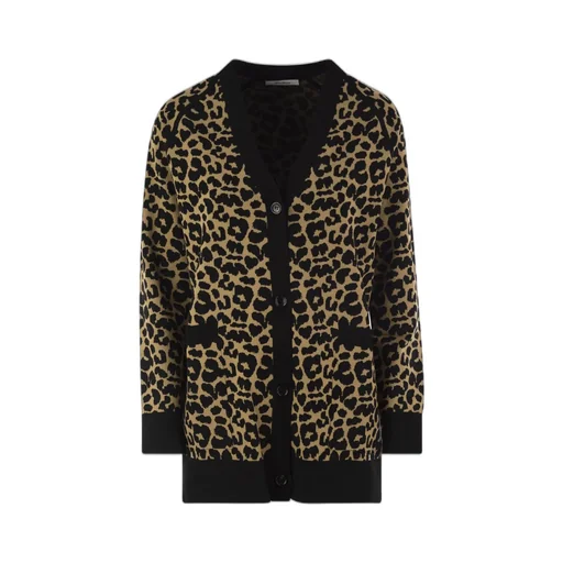 Max Mara Tenore Leopard Patterned V-Neck Cardigan