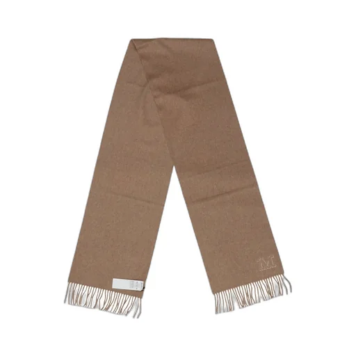 Max Mara Logo Embroidered Fringed Edge Scarf