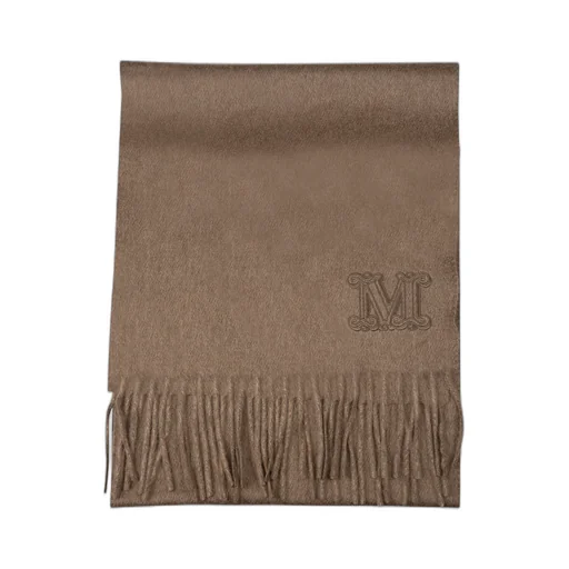 Max Mara Logo Embroidered Fringed Scarf