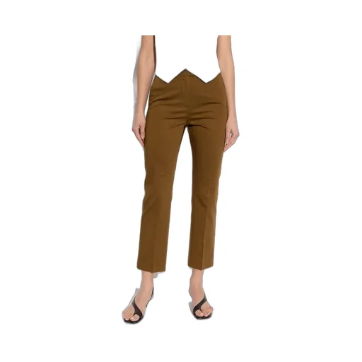 Max Mara Okra Pleat Detailed Cropped Trousers