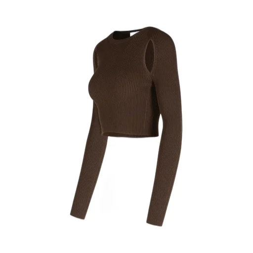 Max Mara Cut-Out Ribbed Long-Sleeve Top