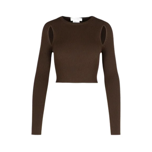 Max Mara Cut-Out Ribbed Long-Sleeve Top