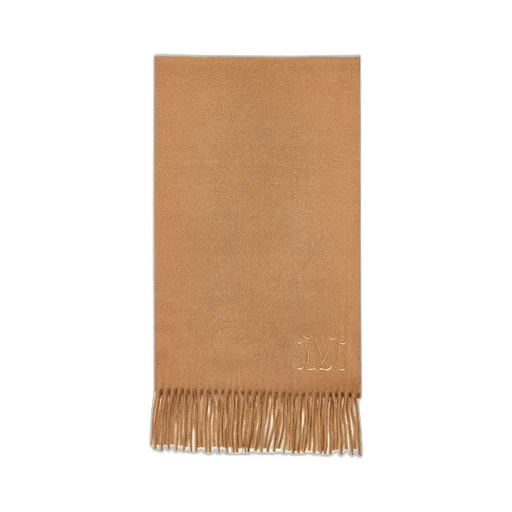 Max Mara Logo Embroidered Fringed Edge Scarf