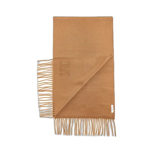 Max Mara Logo Embroidered Fringed Edge Scarf