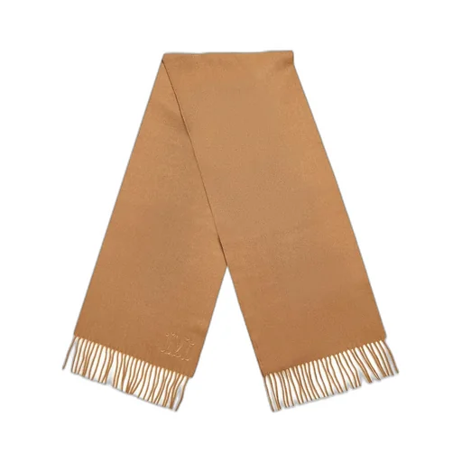 Max Mara Logo Embroidered Fringed Edge Scarf