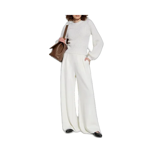 Max Mara Logo Embroidered Wide Leg Pants