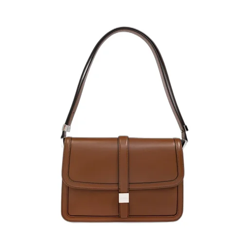 Max Mara Logo Engraved Foldover Top Shoulder Bag